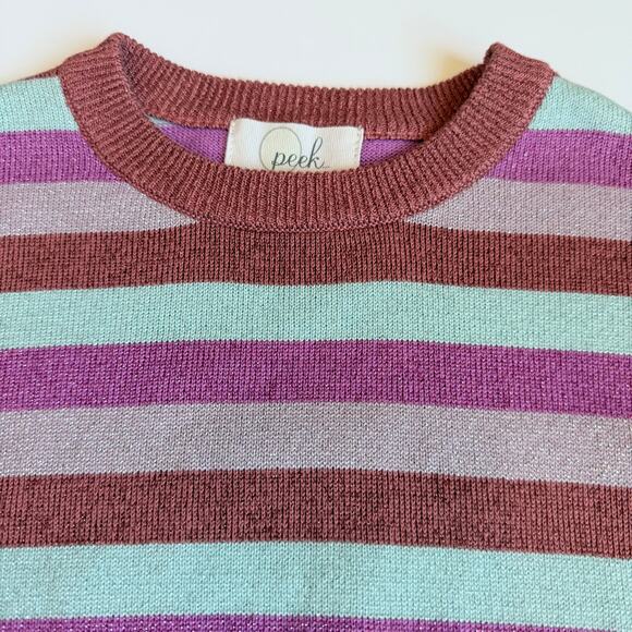 Peek Kids Girls Pink Metallic Striped Sweater 4/5 - Picture 4 of 7